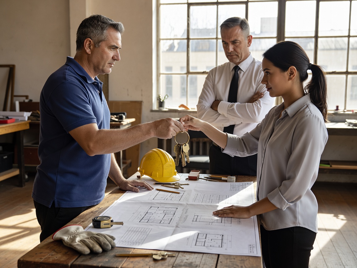 Supervised physical key handover and review of architectural maintenance specifications